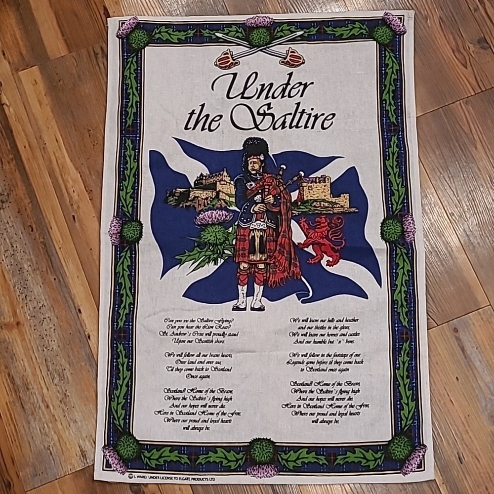 UNDER THE SALTIRE Scottish Cotton Tea Towel